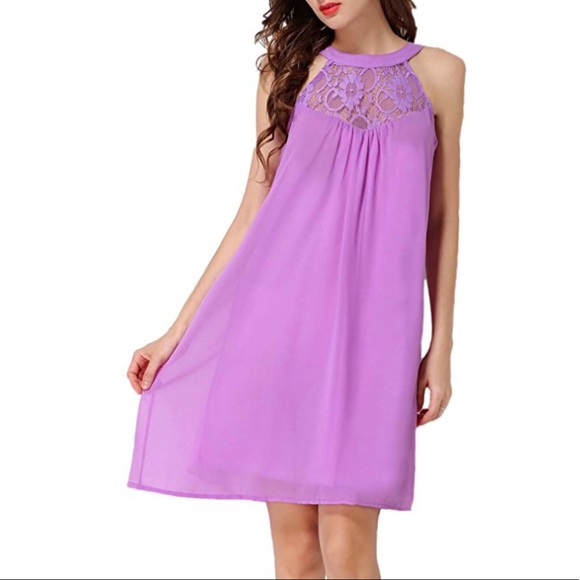 Lace  Loose Casual Mini Chiffon Dress - Picture 7 of 8